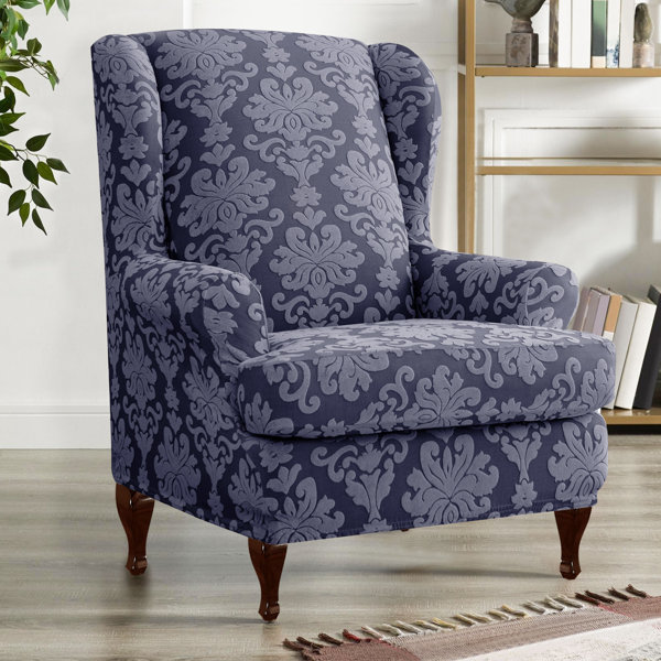 Lark Manor Akimos Jacquard TCushion Wingback Slipcover & Reviews Wayfair